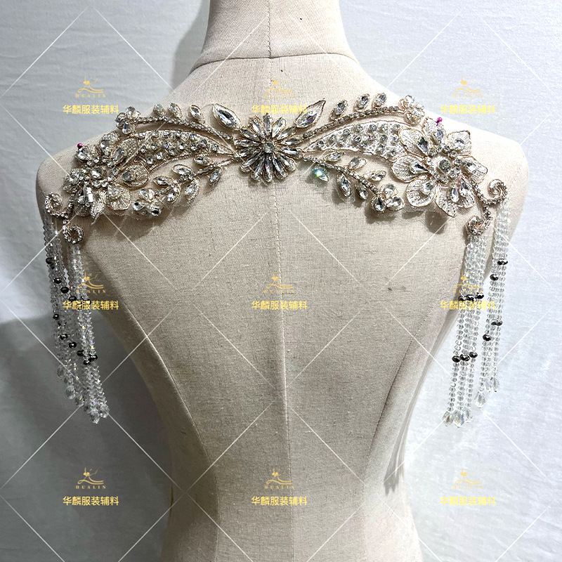 Beaded Trim Fringe - 手作業でビーズをあしらったフリンジトリムとペンダント、ドレスやブラジャーの襟、パッチ、高級ヘッドスカーフ、アクセサリーのDIY装飾