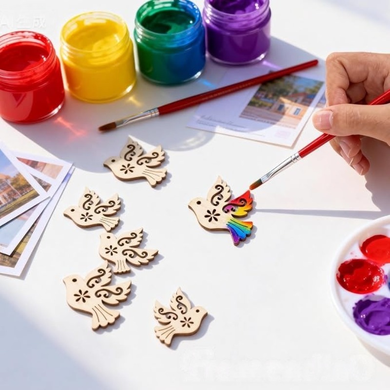 未完成の木製平和の鳩型ウッドカットアウト50個セット、DIY - Embellish Craft のレビューと価格
