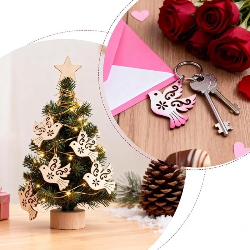 未完成の木製平和の鳩型ウッドカットアウト50個セット、DIY - Embellish Craft のレビューと価格