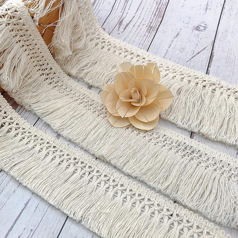10 ヤード/ロットベージュ 6 センチメートル/8 センチ - Fringe Ribbon Sewing のレビューと価格