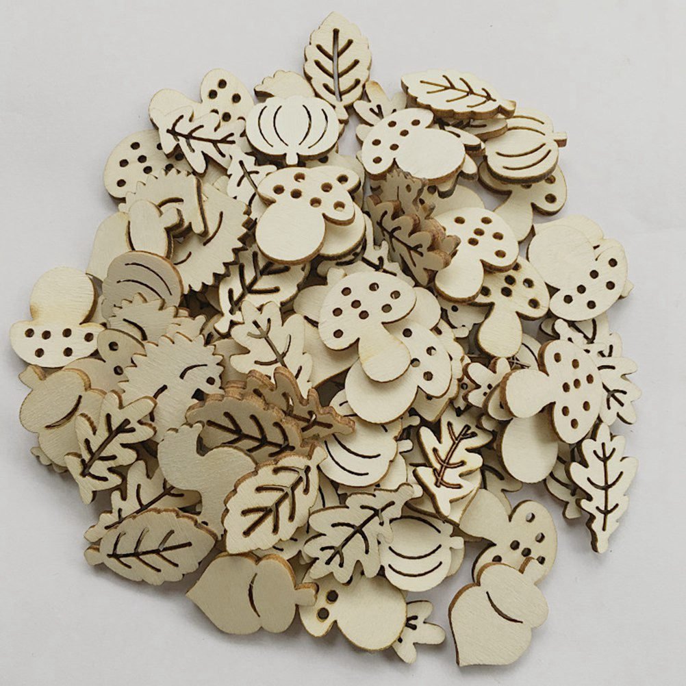 50個 DIY装飾木製ピース スムーズな動物・キノコの彫刻  - Embellish Craft のレビューと価格