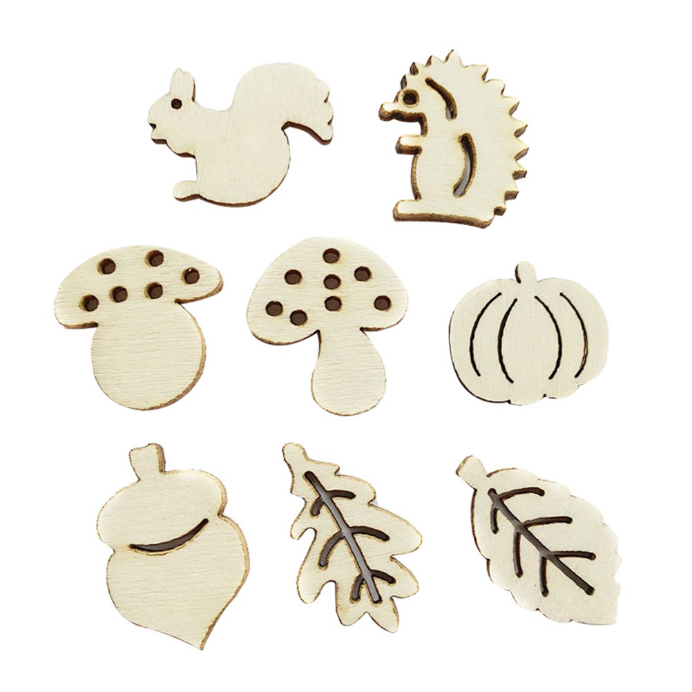 50個 DIY装飾木製ピース スムーズな動物・キノコの彫刻  - Embellish Craft のレビューと価格